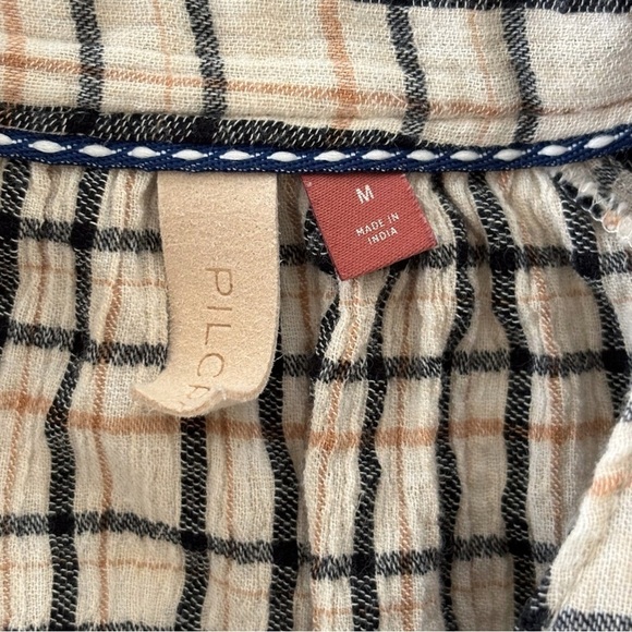 Pilcro Crinkle Plaid Button Front Shirt Medium Anthropologie - Picture 6 of 9